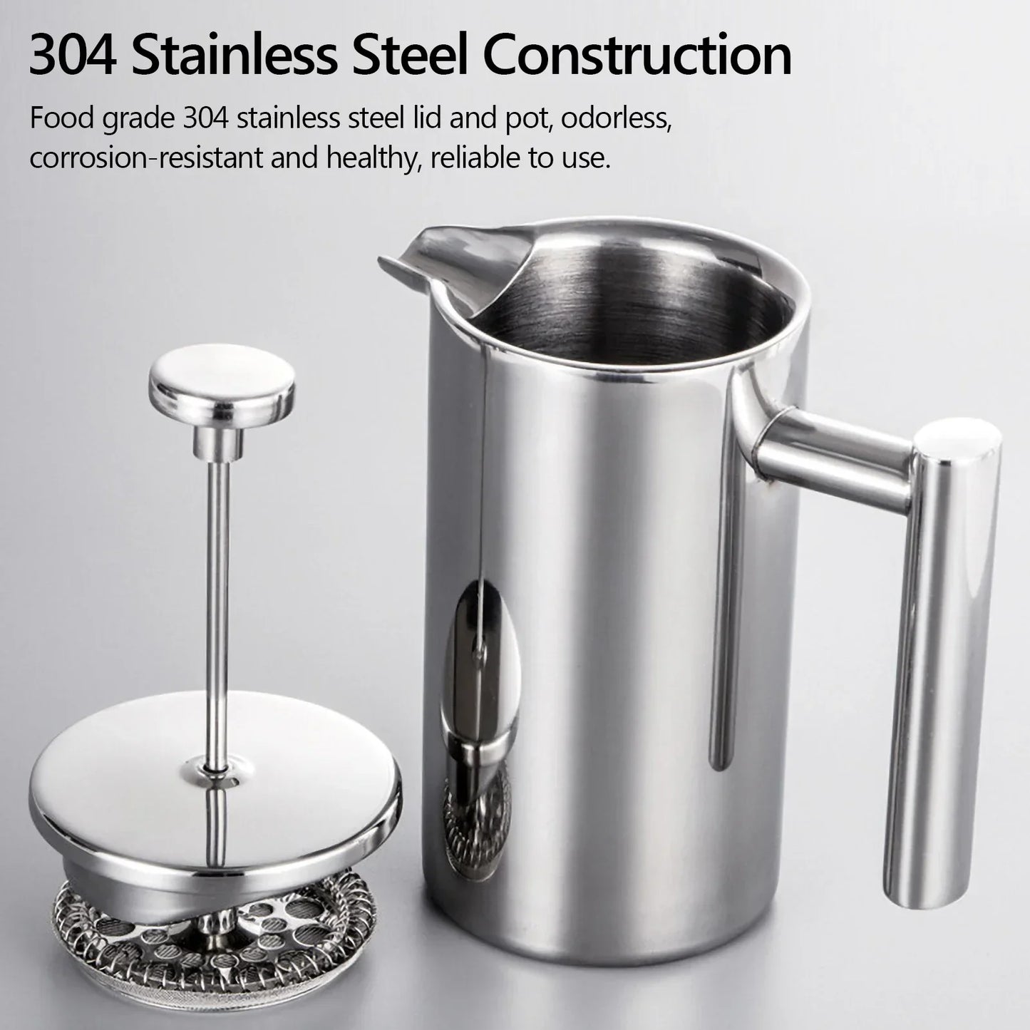 Stainless Steel Double Wall French Press Coffee Maker