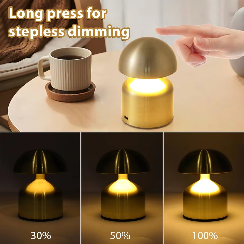 Rechargeable LED Touch Bedside Lamp with 3-Color Dimming