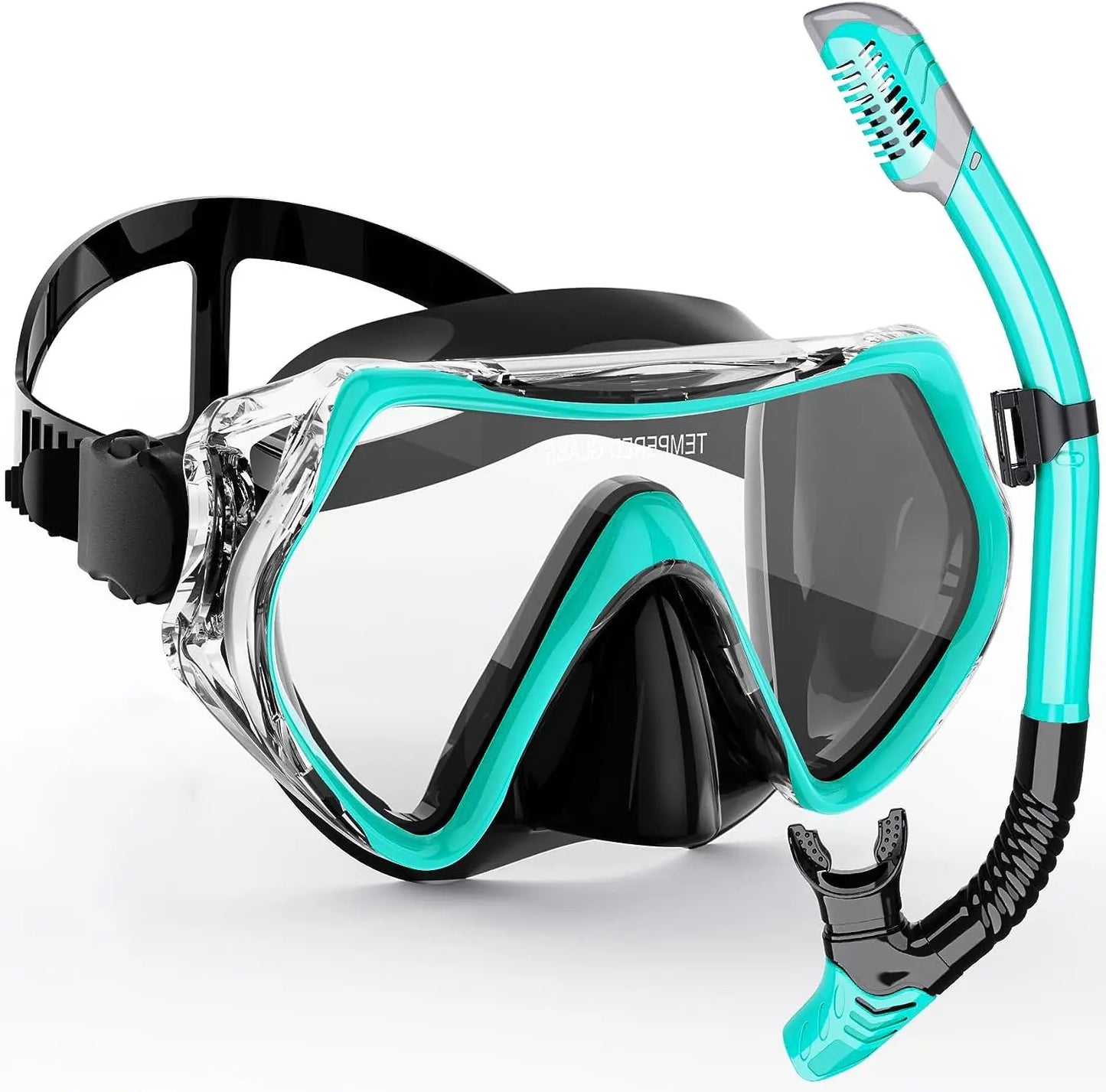 Adult Snorkel Mask Set with Dry Snorkel and 180° Anti-Fog View