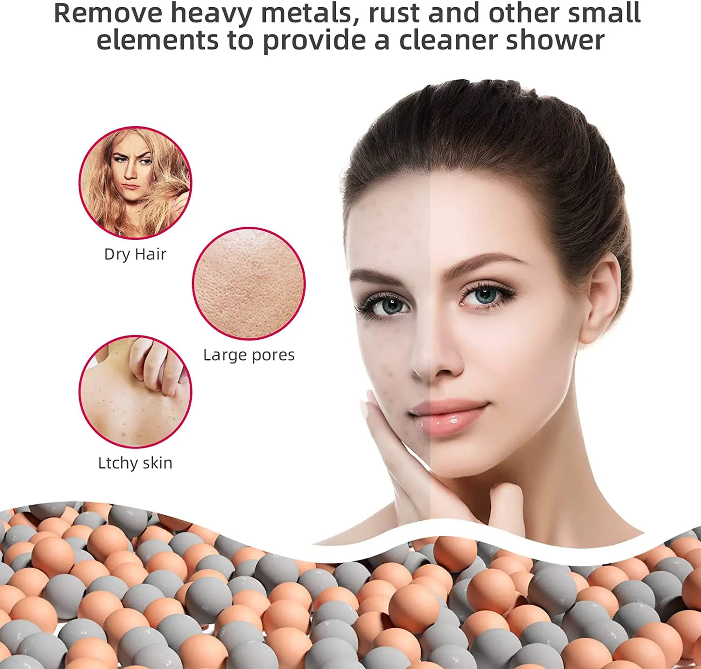 High Pressure Water-Saving Shower Head with Filter and Mineral Anion Stones