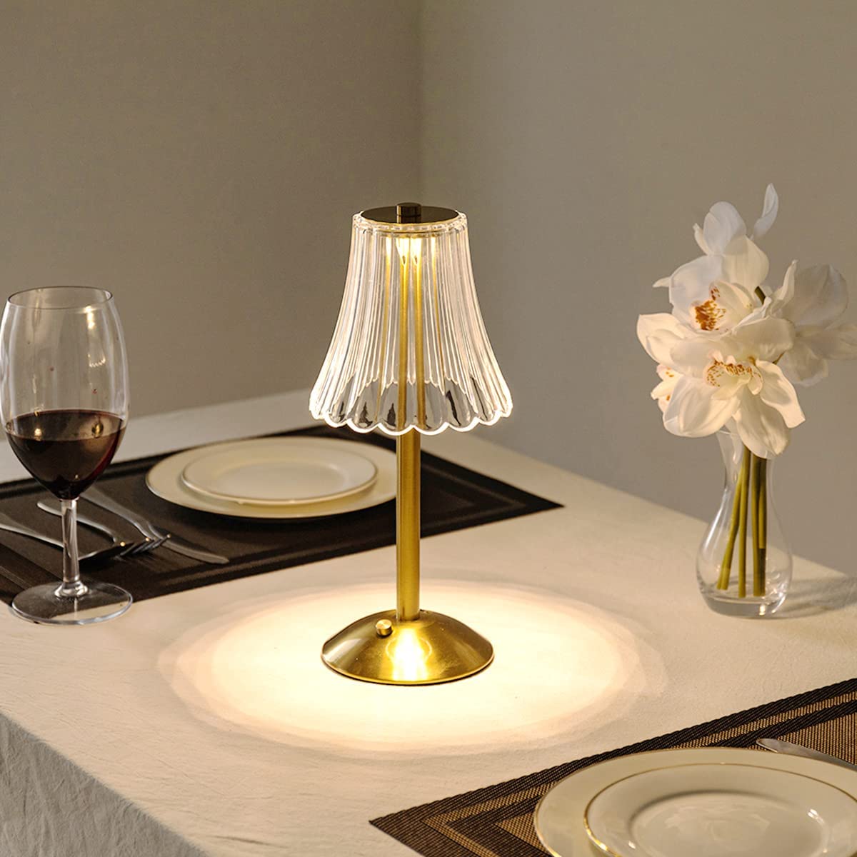Rechargeable Golden Crystal Table Lamp with Touch Control