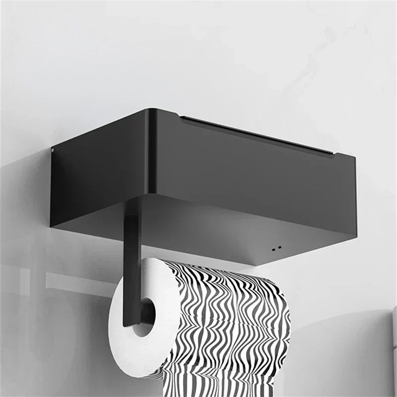 Elegant Metal Toilet Paper Holder in Black or Silver
