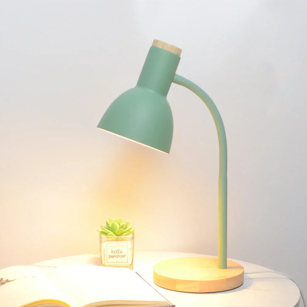 Scandinavian Wood and Iron LED Desk Lamp