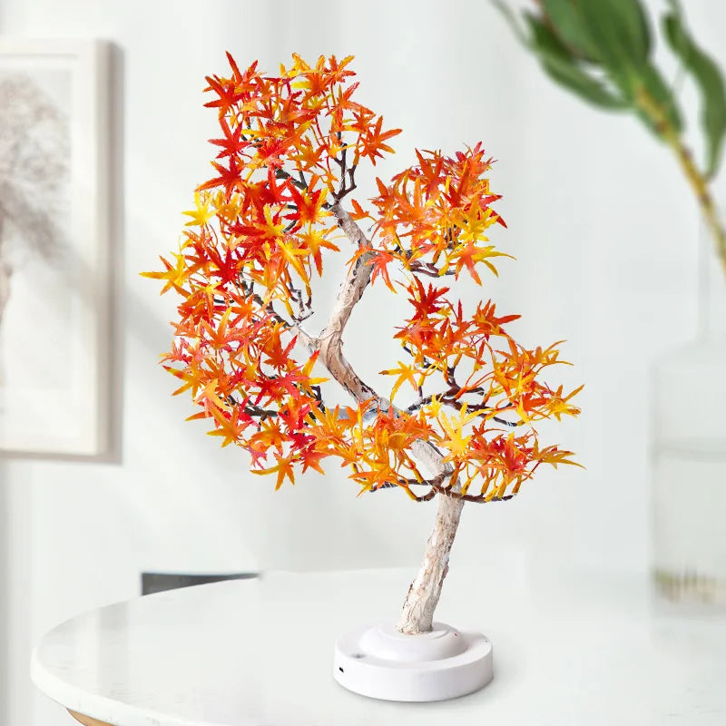 LED Maple Leaf Bonsai Tree Night Light Table Lamp