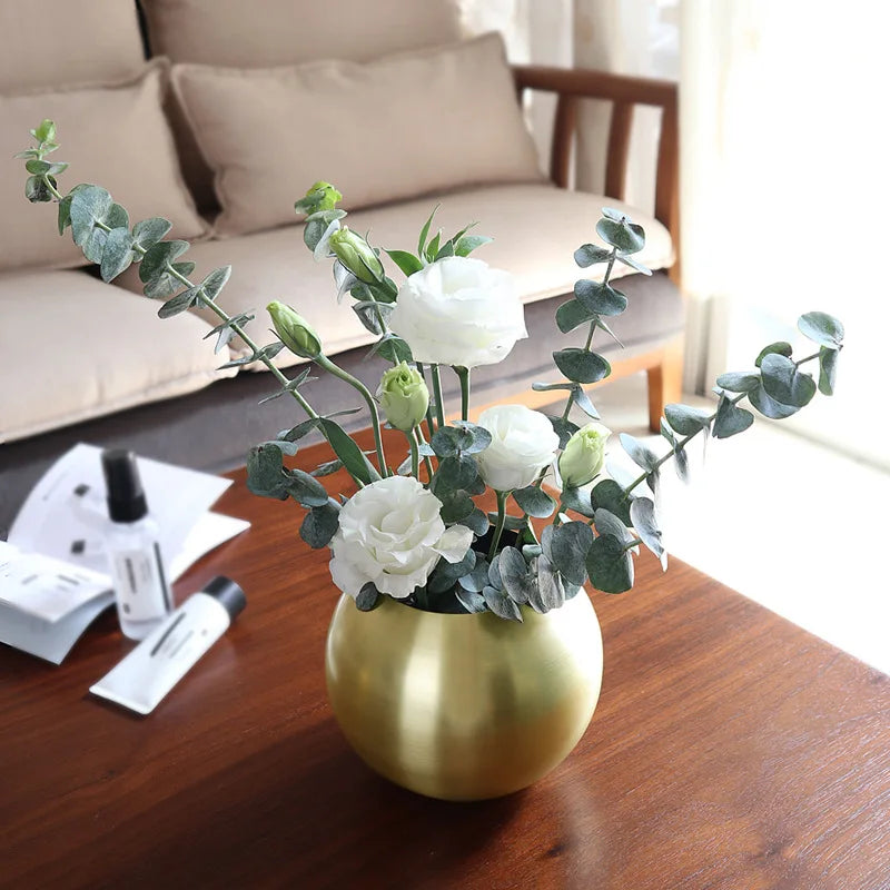 Stainless Steel Scandinavian Flower Vase in Gold, Black, and Rose Gold