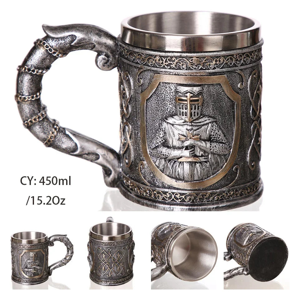 Medieval Dragon Resin and Stainless Steel Mug 600ml
