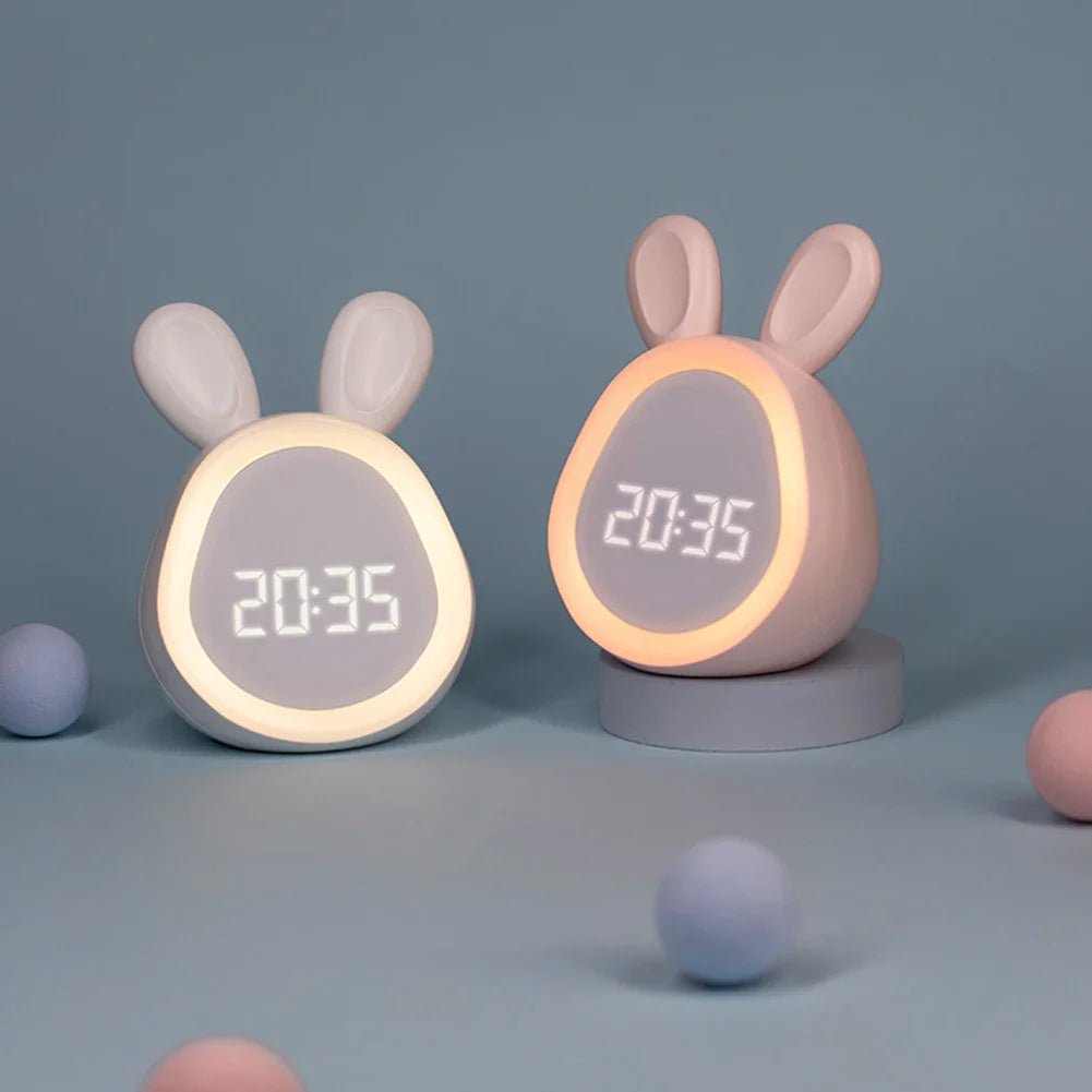 Rabbit-Shaped Children's Alarm Clock with LED Night Light