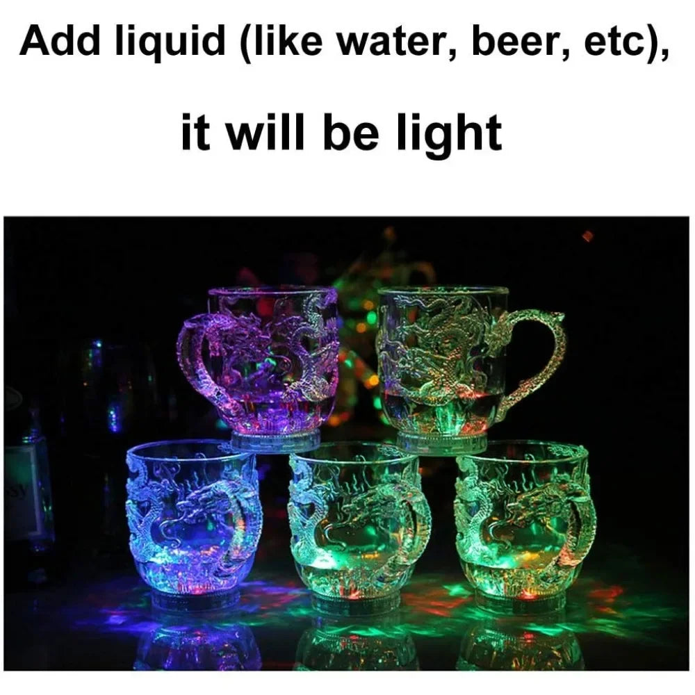 Color Changing LED Dragon Mug - Water Activated Light-Up Cup for Beer, Coffee, and Wine