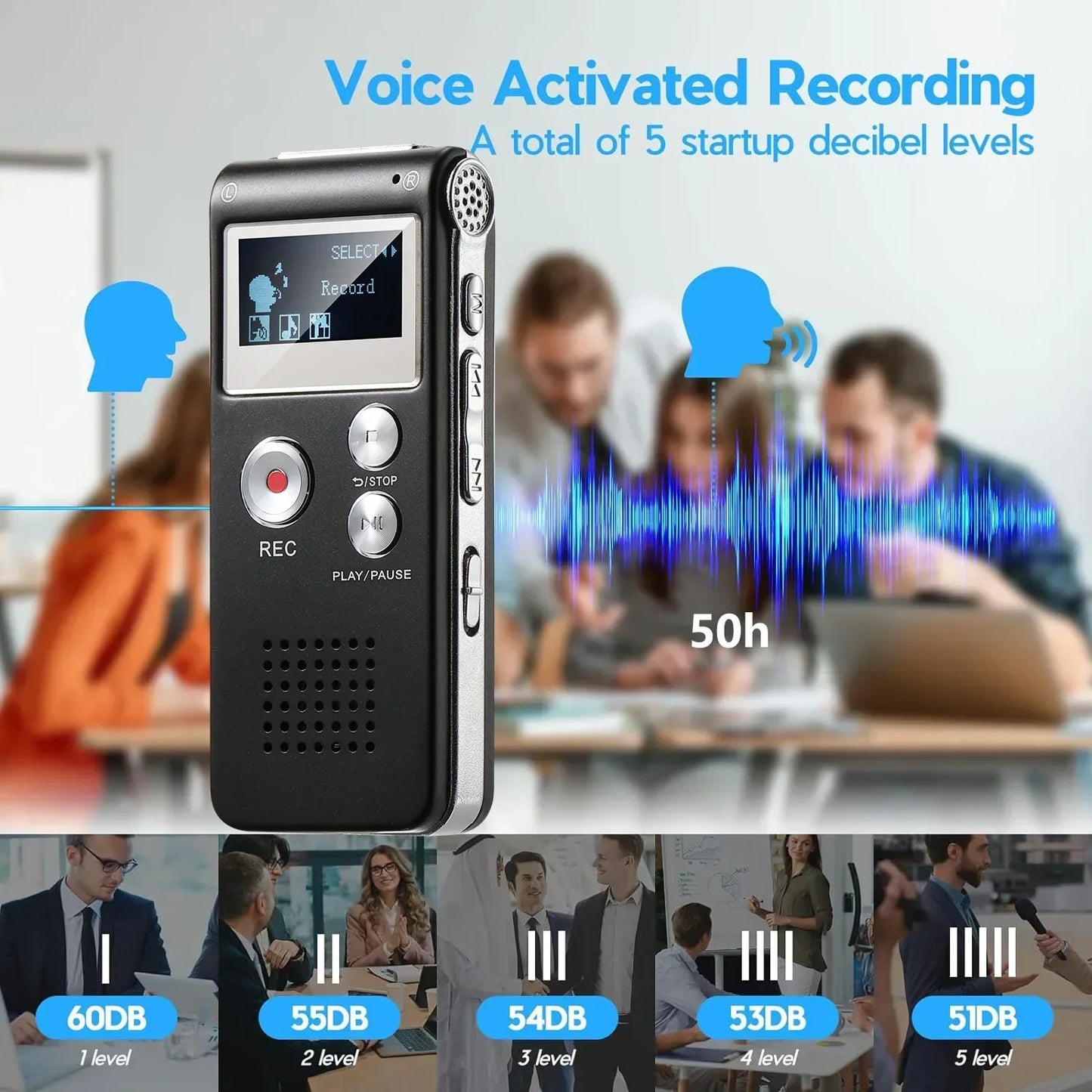 Digital Voice Recorder with Voice Activation and WAV Format