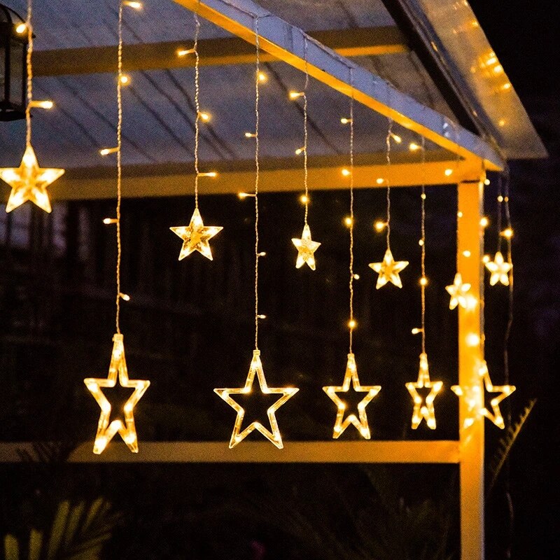 Solar LED String Lights with Moon and Star Design