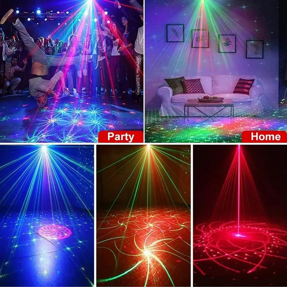 RGB Disco Laser Projector with Strobe Effect and Sound Activation for Parties and Events