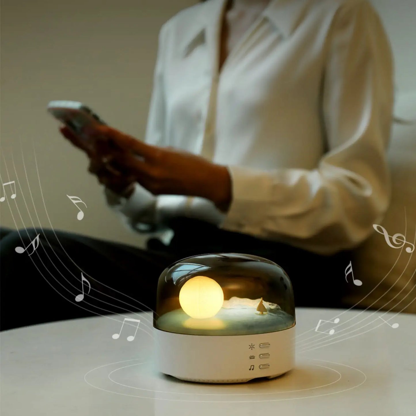 3D Moon LED Night Light Speaker with Rechargeable Battery