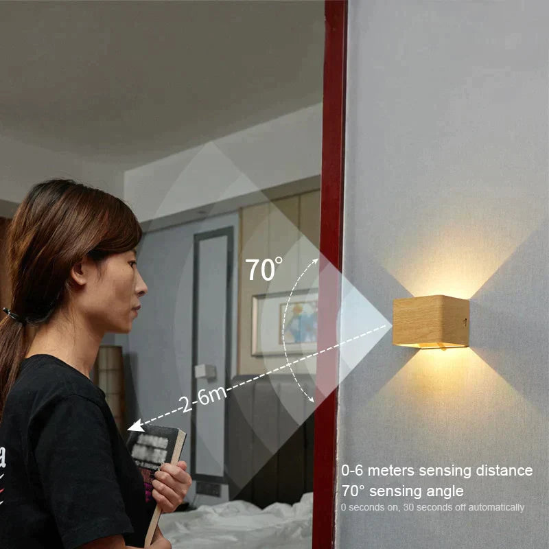 Rechargeable Wireless Wall Lamp with Motion Sensor and Adjustable Dual Lighting