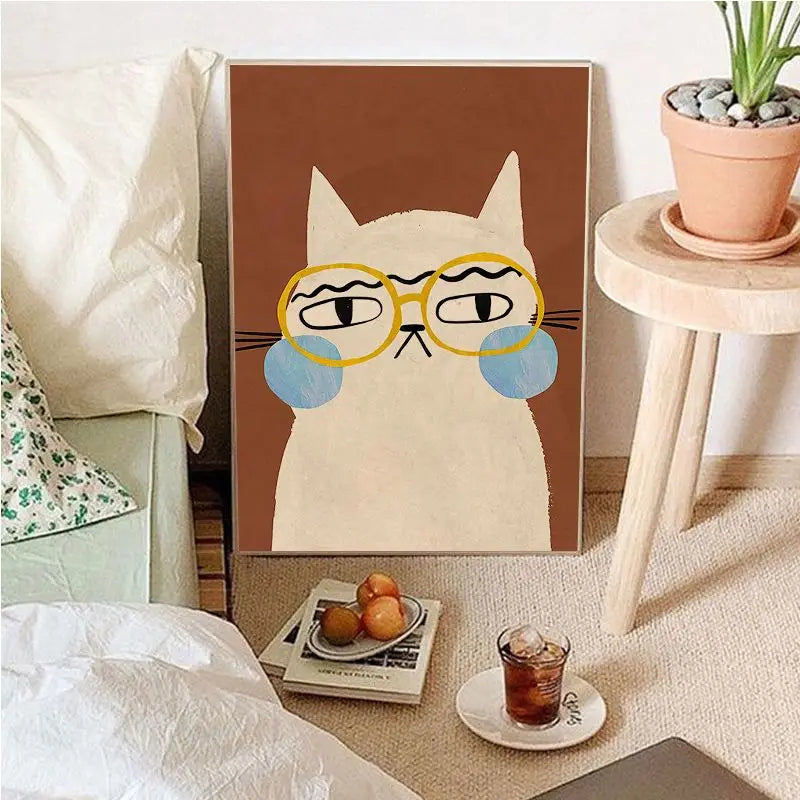 Vintage Cartoon Canvas Wall Art with Playful Characters