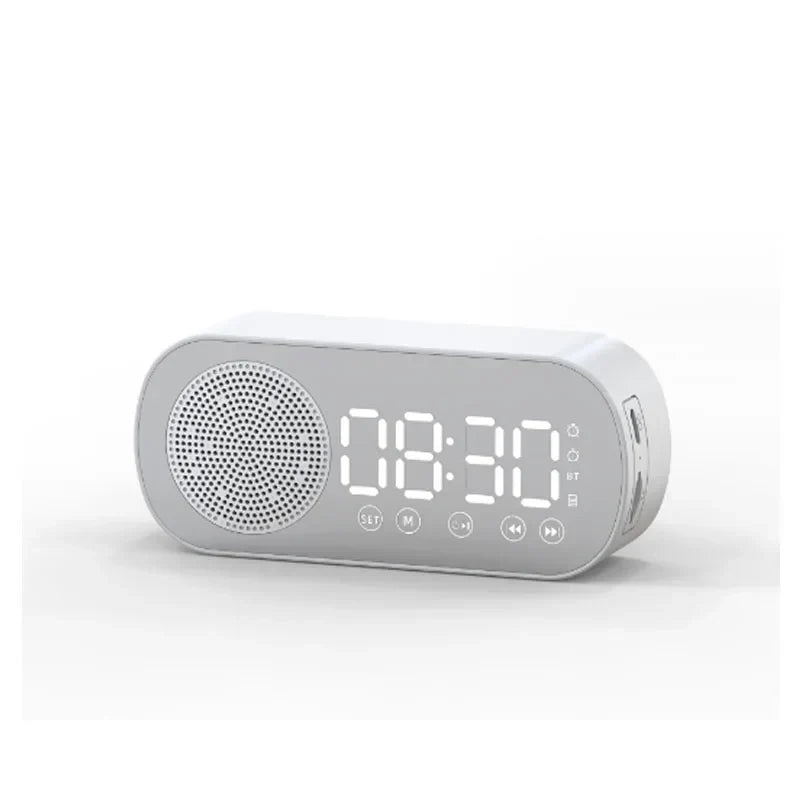 LED Mirror Alarm Clock with Bluetooth Speaker and FM Radio