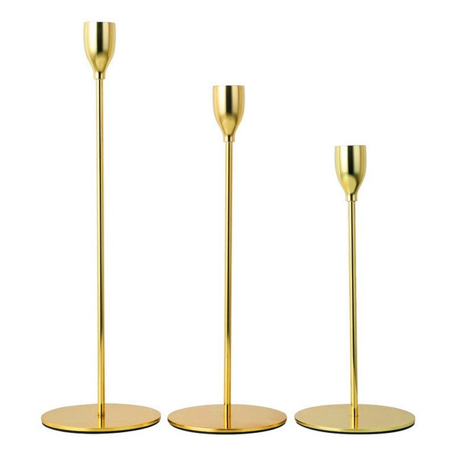 Metal Candle Holders Set of 3 - Modern Design with Non-Slip Base