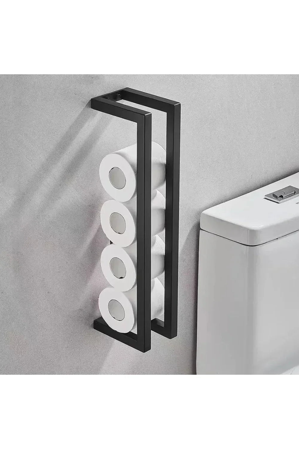 Slim Black Metal Bathroom Shelf for Towels and Essentials