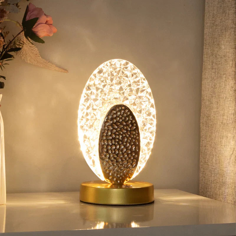 Dimmable Crystal LED Table Lamp with USB Charging and Remote Control