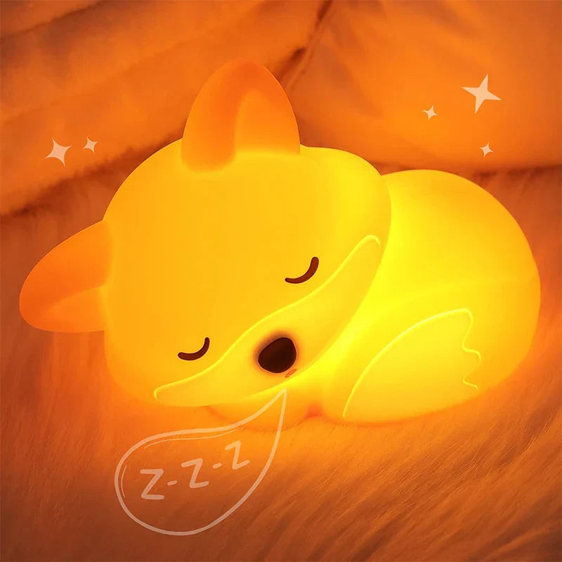 Rechargeable Silicone Fox Night Light with Dimmable Timer