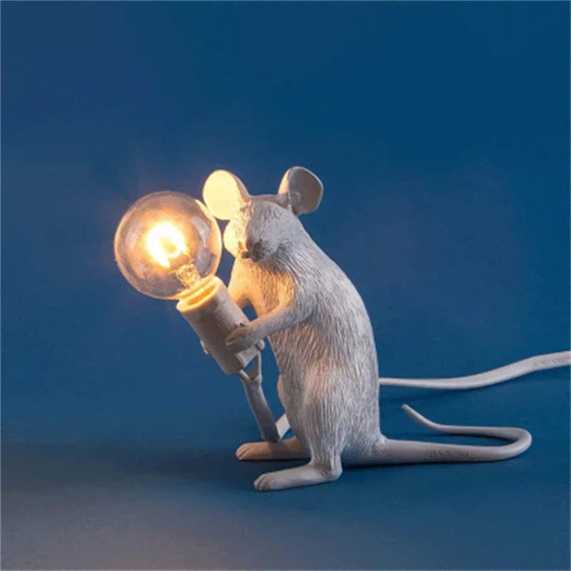 LED Animal Table Lamps - Resin Rat, Cat, Squirrel Night Lights