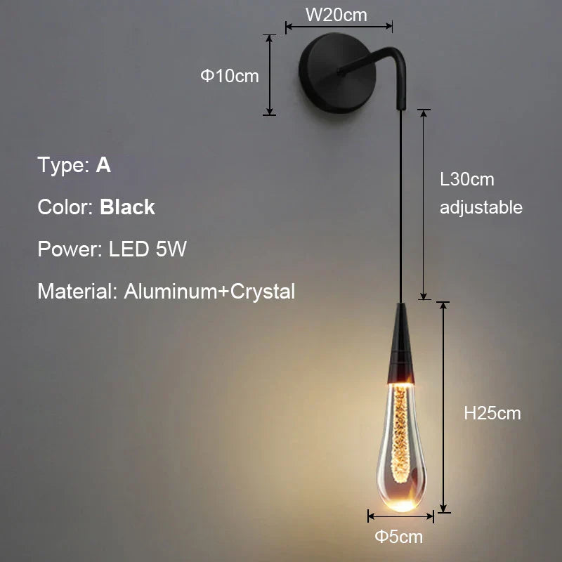 Crystal Pendant Light with Gold Finish and LED Bulbs