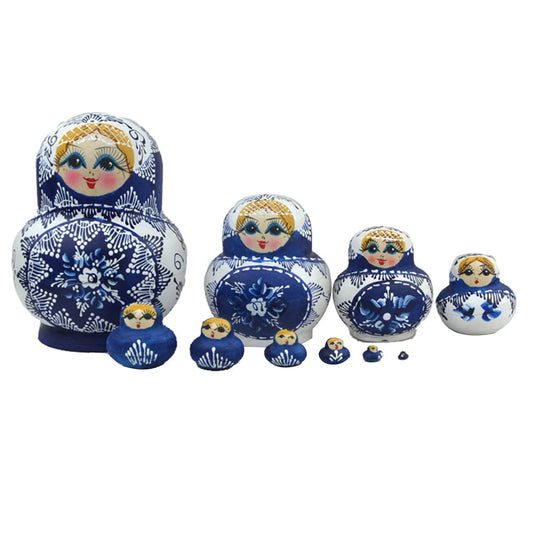 Wooden Russian Matryoshka Dolls Set of 10