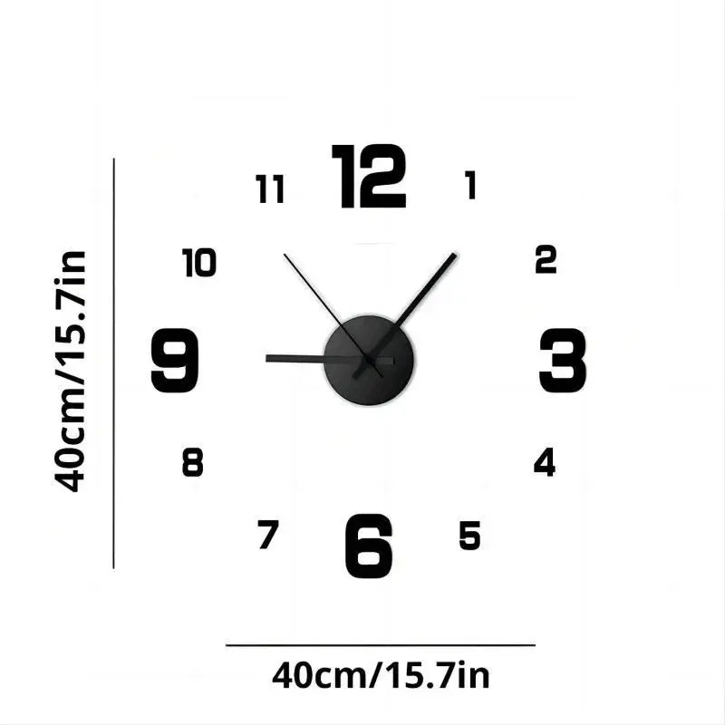 Frameless Contemporary Wall Clock with Large Numbers
