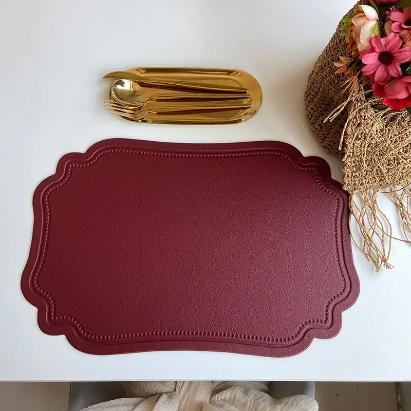 Synthetic Leather Embossed Placemat - Waterproof Non-Slip Design