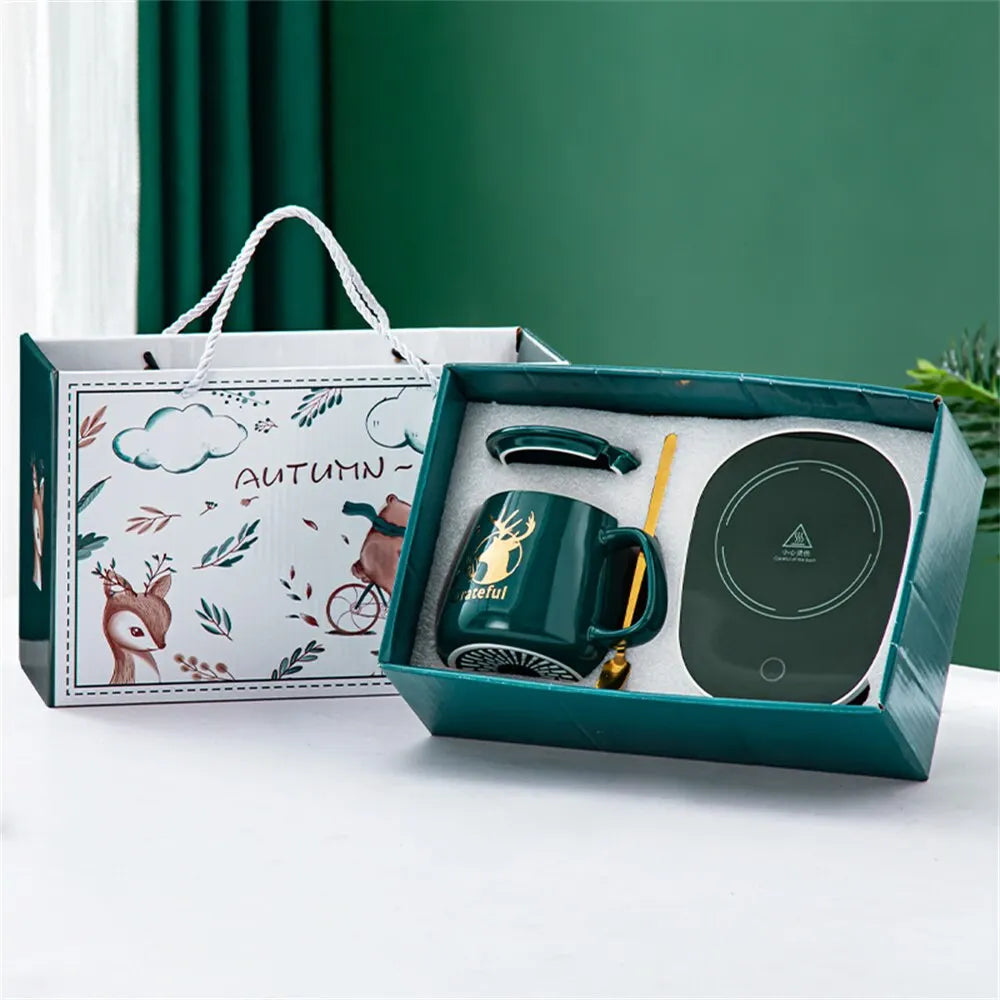 Ceramic Mug Warmer with Thermostatic Control for Coffee and Tea