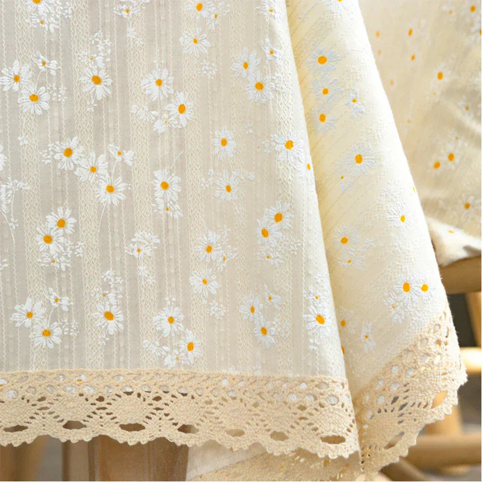 Floral Cotton Tablecloth in Rectangular and Round Shapes