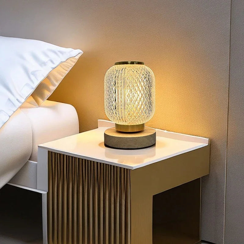 Dimmable Gold Crystal Table Lamp with Touch Control