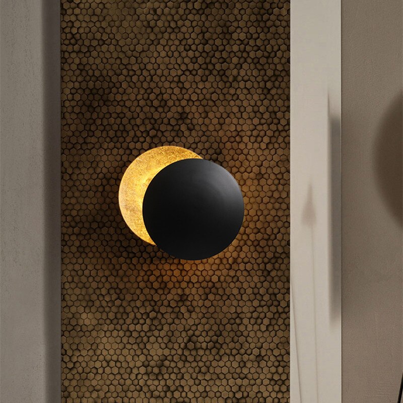 Modern Solar Eclipse Wall Light with Warm LED Backlight