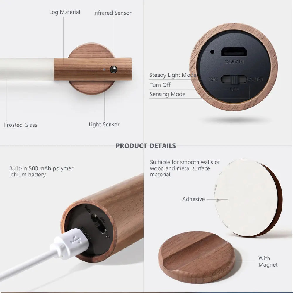 Magnetic LED Motion Sensor Night Light with Warm Colors