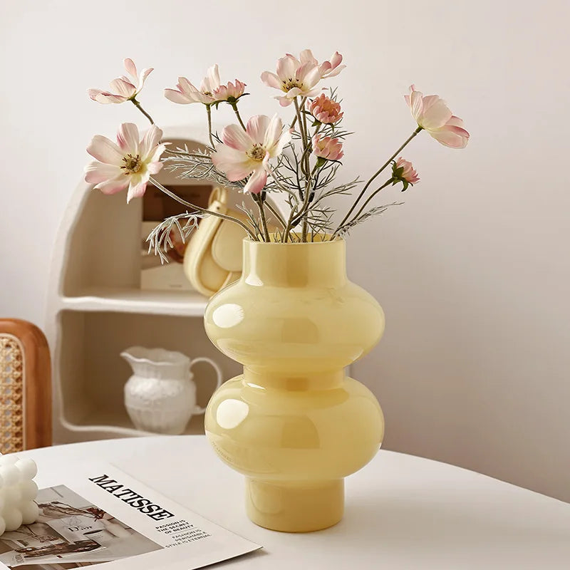 Chubby Two-Stage Yellow Glass Vase