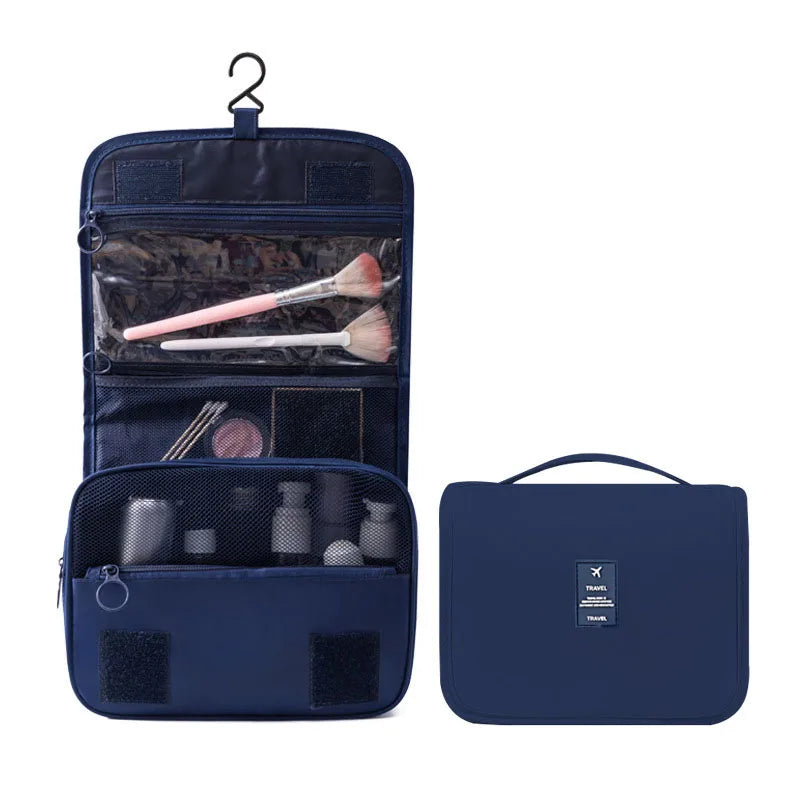 Compact Hanging Toiletry Bag with 6 Compartments and Water-Resistant Polyester