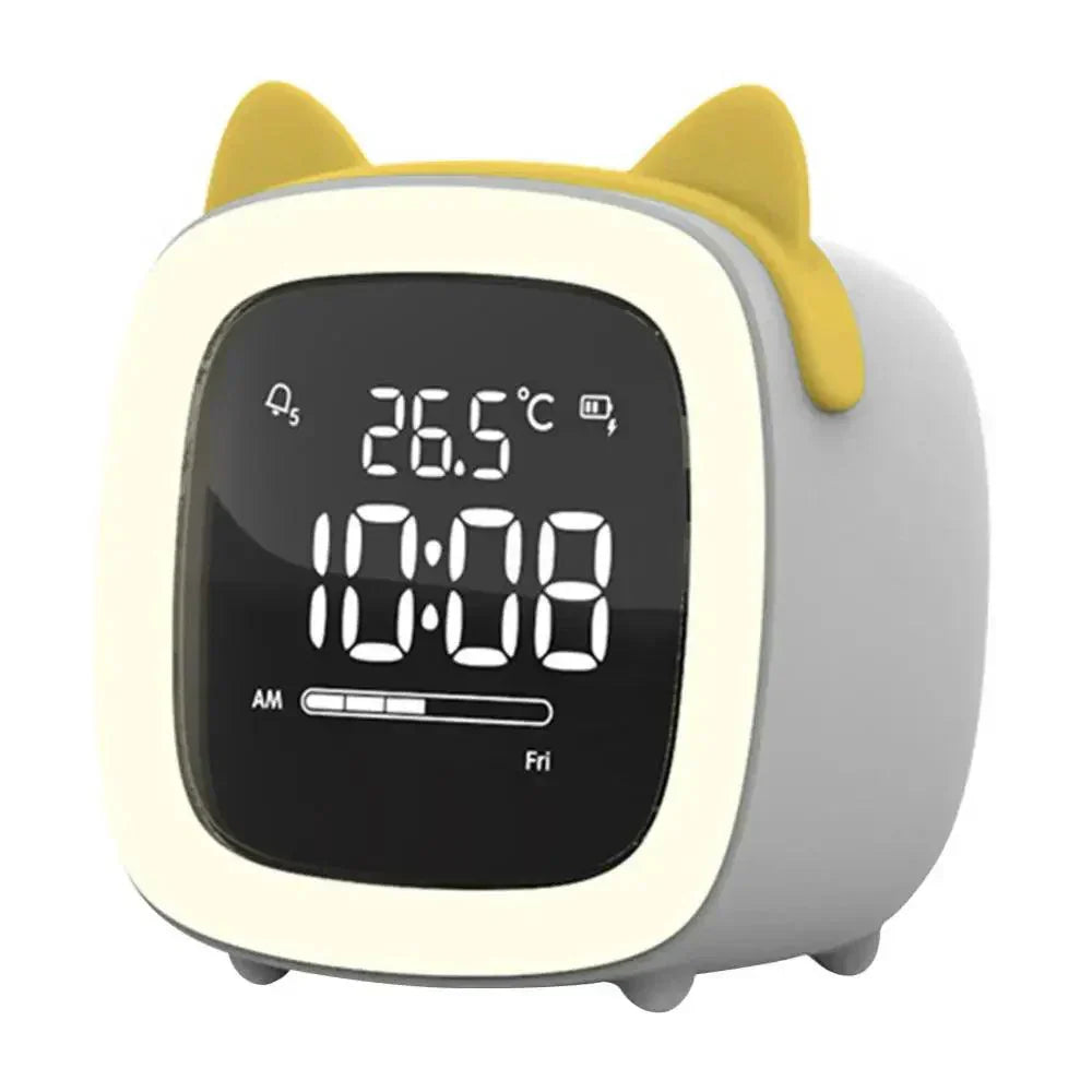 Cartoon Bunny LED Alarm Clock with Night Light – Rechargeable Digital Display for Kids