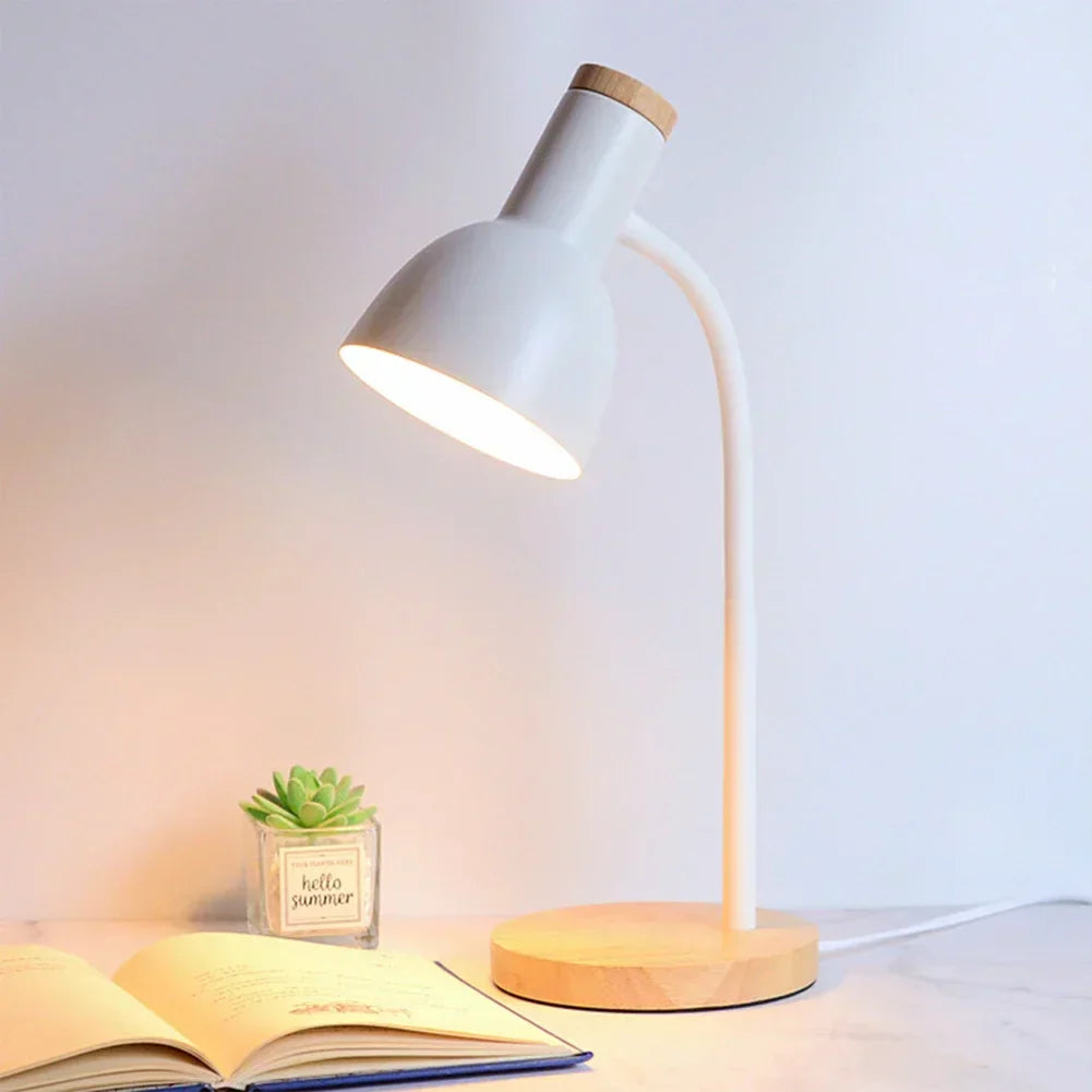 Scandinavian Wood and Iron LED Desk Lamp