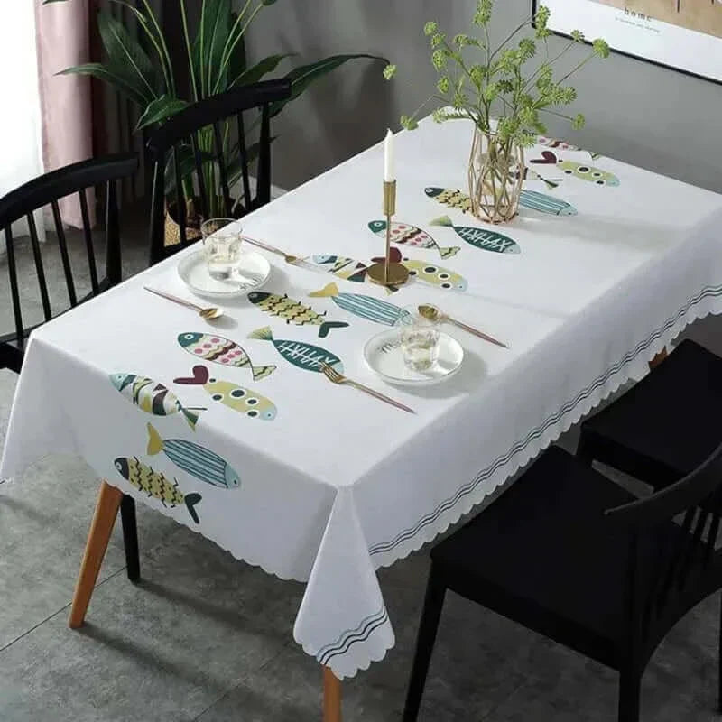Rectangular Stain-Resistant Aquatic Tablecloth in Oxford Fabric
