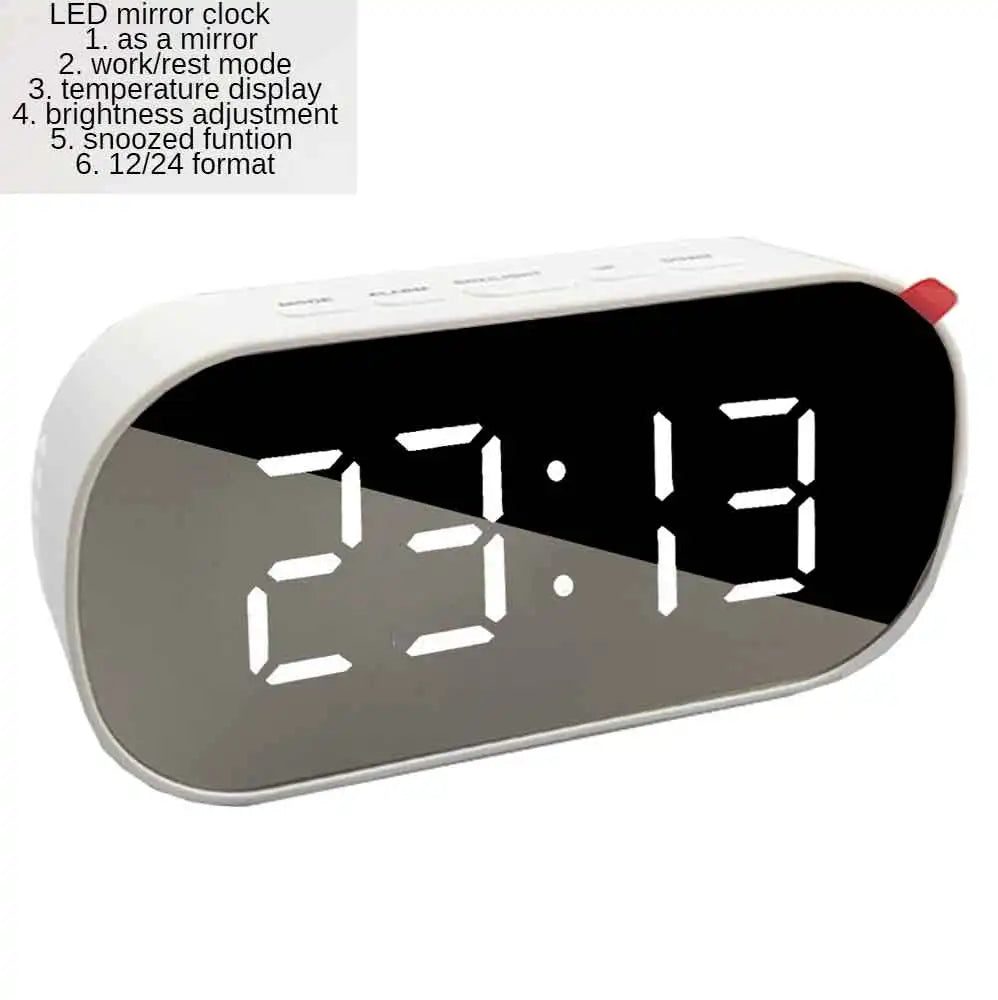 Curved LED Digital Alarm Clock with Snooze and Mirror Finish