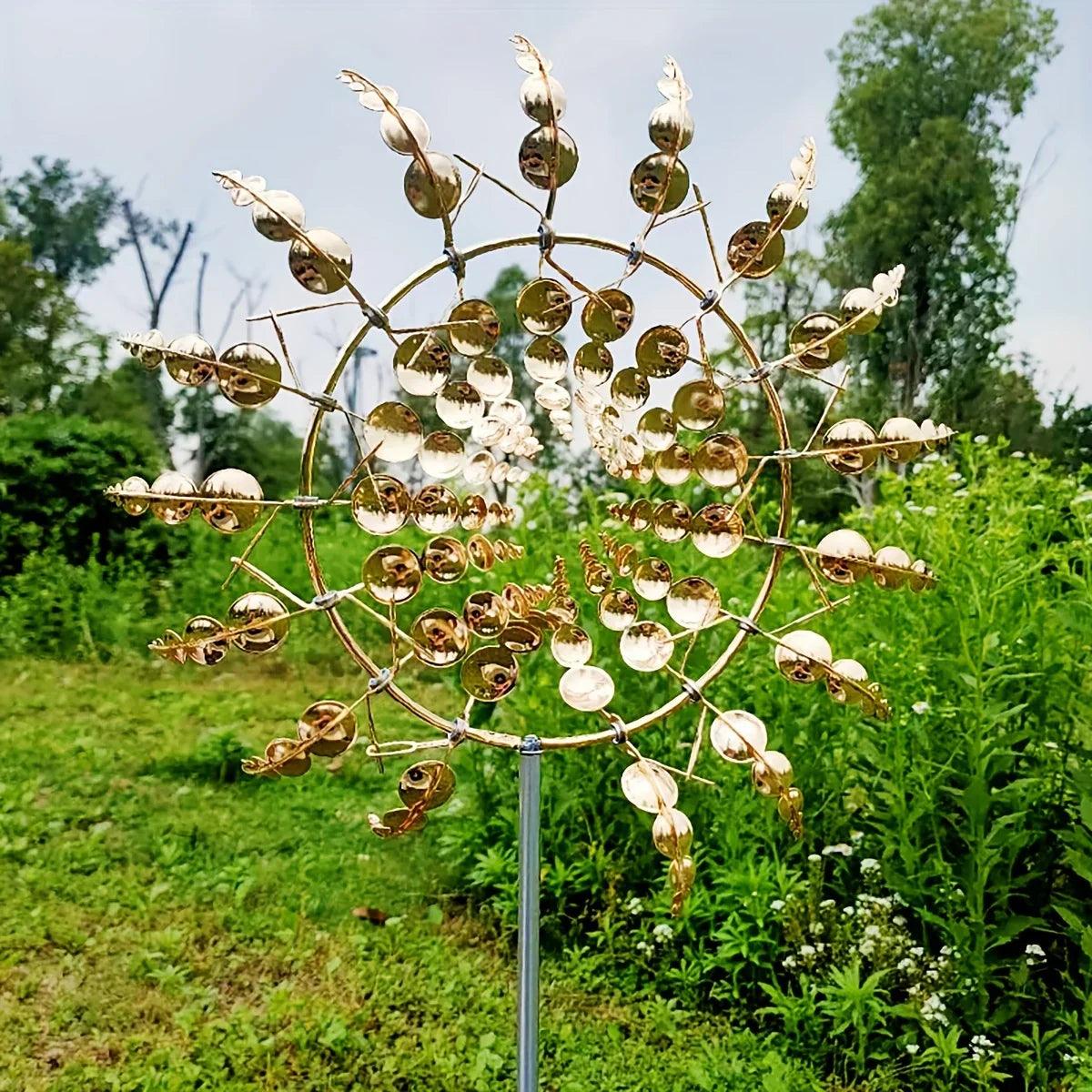 Kinetic Metal Windmill Spinner Garden Decor