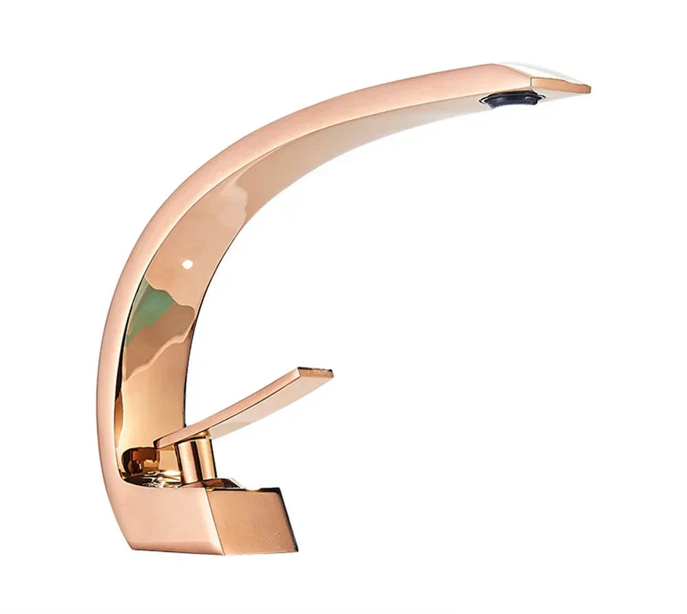 Gold Wall-Mounted Bathroom Faucet with Single Lever Mixer