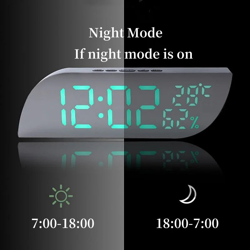 LED Digital Alarm Clock with Temperature and Humidity Display
