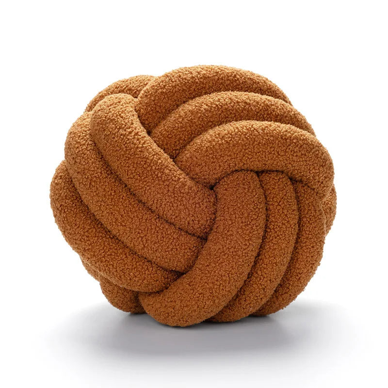 Cozy Hand-Knotted Sheepskin Ball Throw Pillow