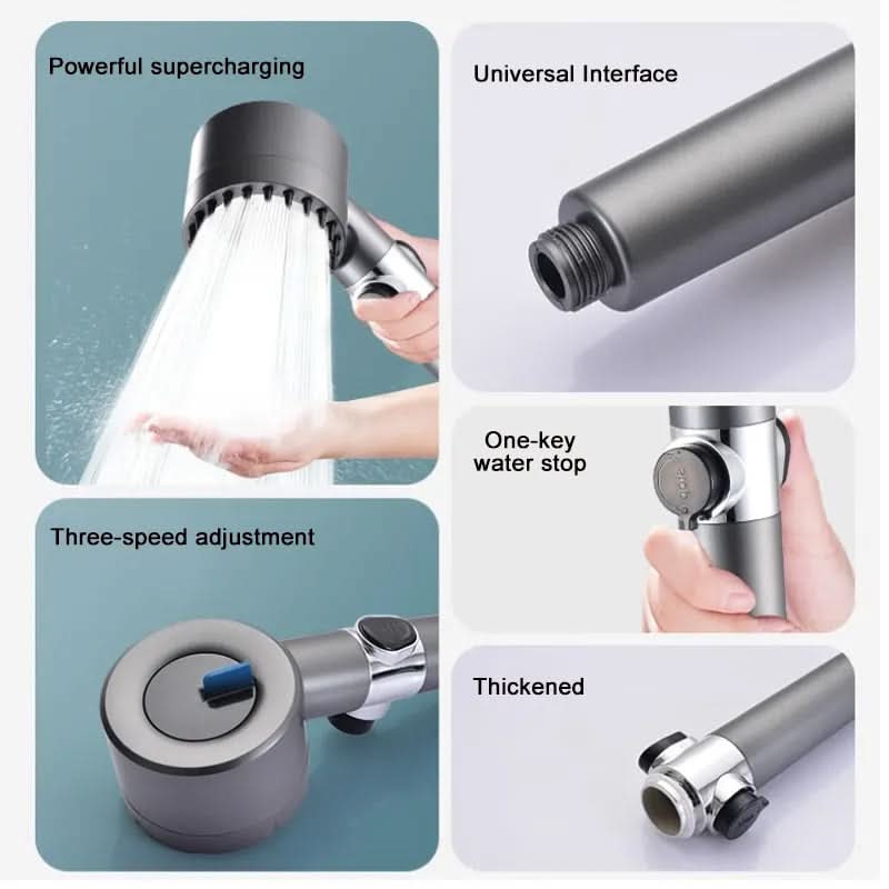 Filtered Handheld Shower Head with High-Pressure Spray and Massage Function