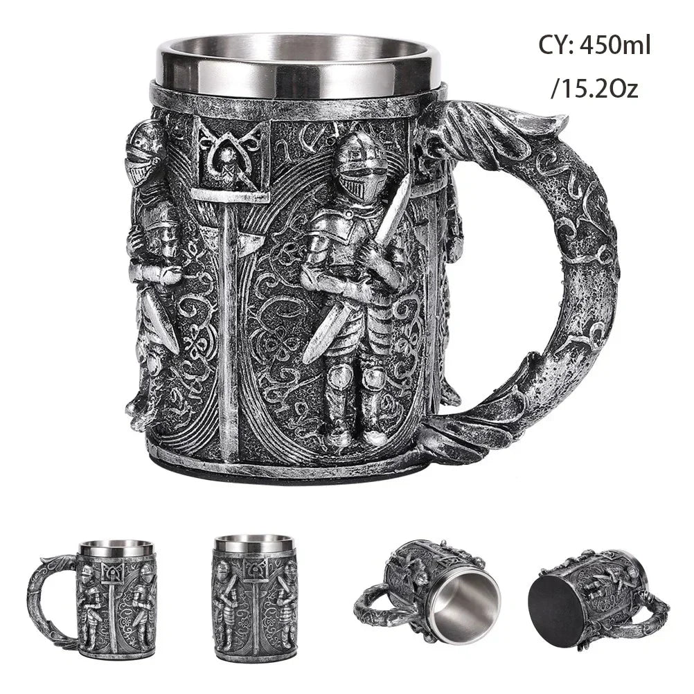 Medieval Dragon Resin and Stainless Steel Mug 600ml