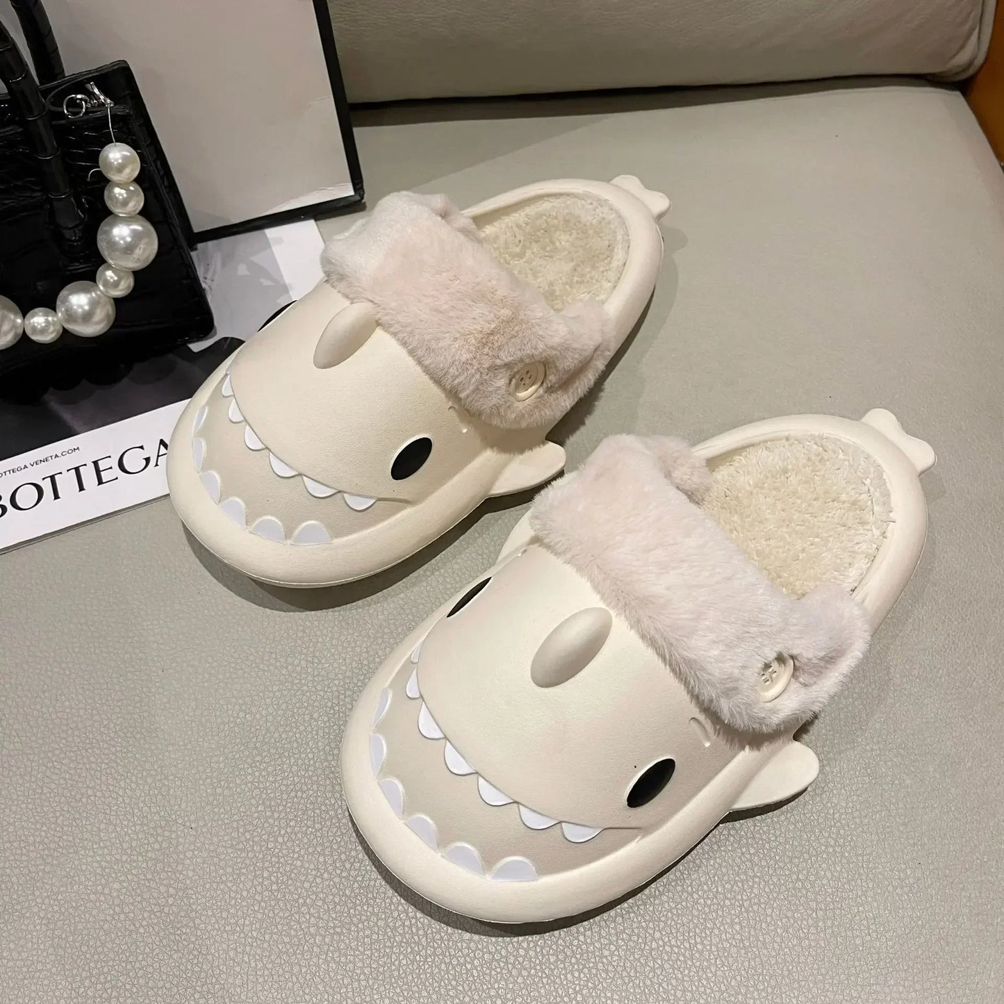 Funny Shark Cotton Slippers with Non-Slip Sole