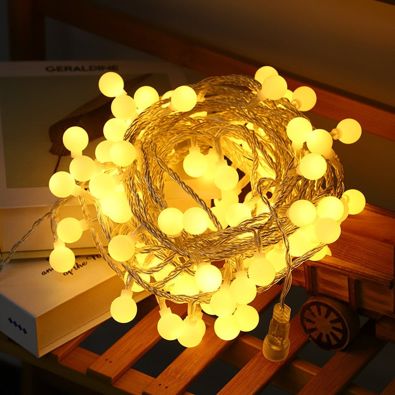 LED Fairy Bubble String Lights with Glittering Beads