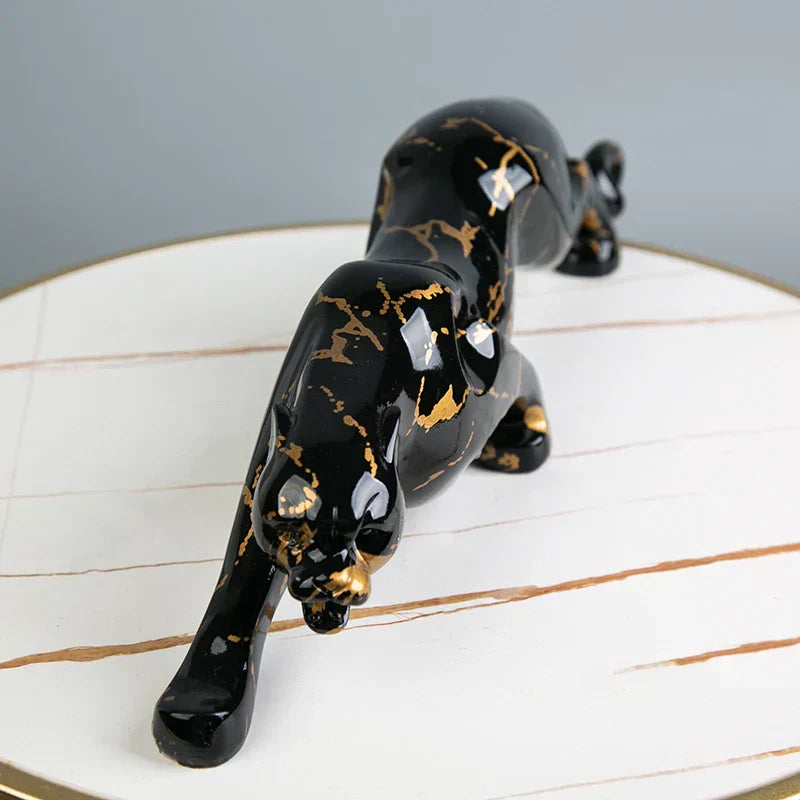 Jaguar Stone Sculpture - Elegant Carved Artwork