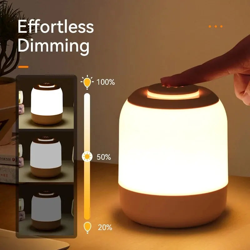 Dimmable Touch Control LED Table Lamp - Portable for Bedroom and Nursery