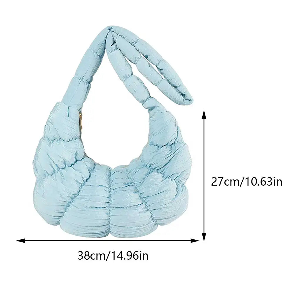 Puff Croissant Shoulder Bag - Lightweight Nylon Tote